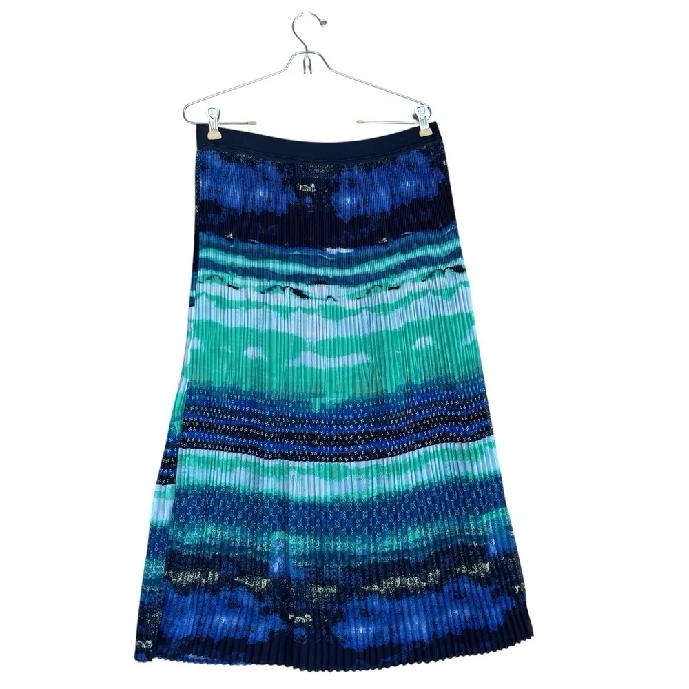 Valerie Stevens Pleated Midi Skirt Women's L Multicolor Elastic Waist Minimalist